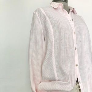JJill pink striped linen shirt